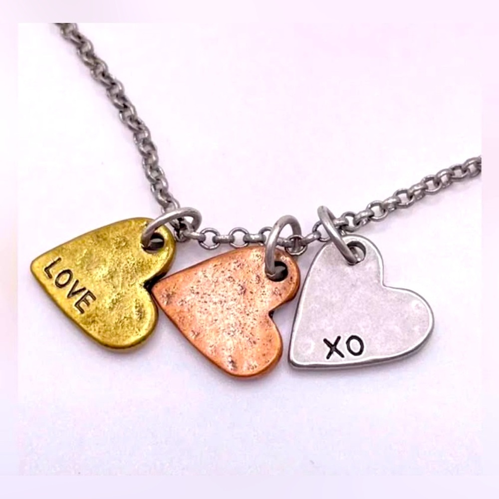 Jewel Kade Tri-Tone Heart Necklace by Thirty One (18-In) Rose, Silver, & Gold